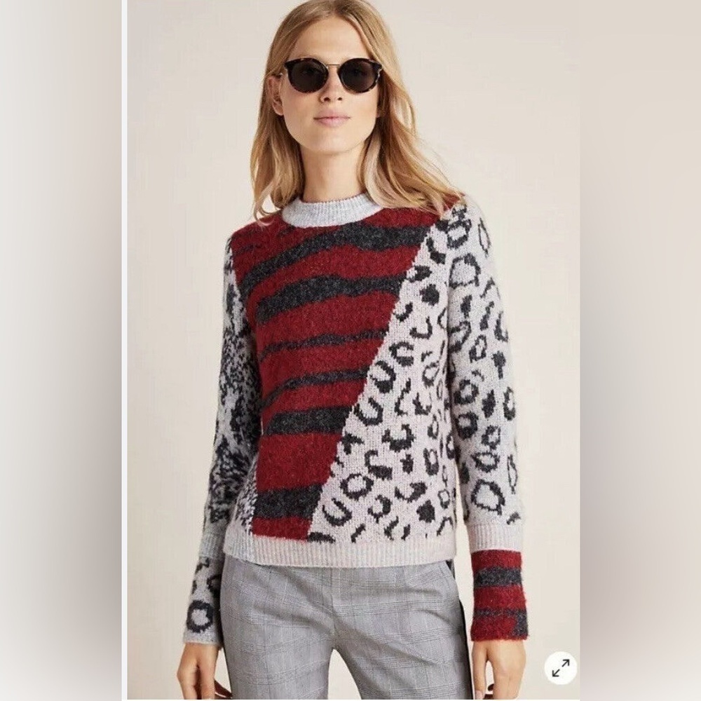 Anthropology, moth Hadley sweater size M block print